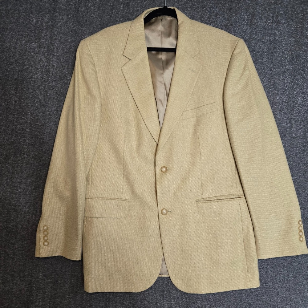 Lands' End Men's Silk Wool 2-Button Blazer Jacket Beige 43R